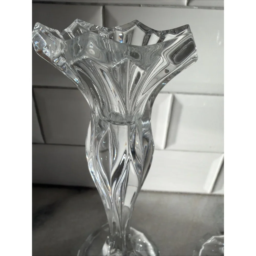 VTG 1999 FRENCH J. G. DURAND‎ Crystal GLASS CALLIOPE CANDLESTICKS Set Of 2 GW008